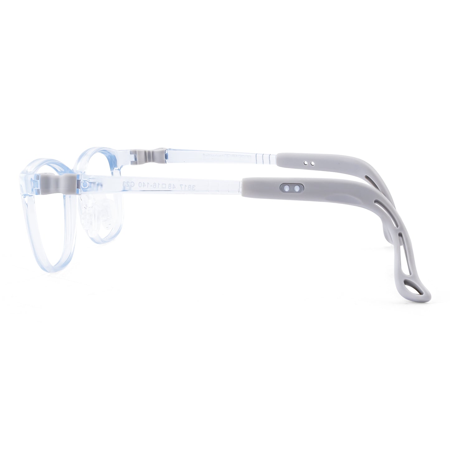 Luna light blue kids glasses side view