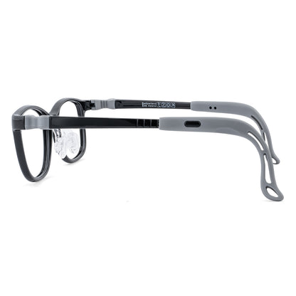 color:Black-Gray | Luna black gray kids glasses side view
