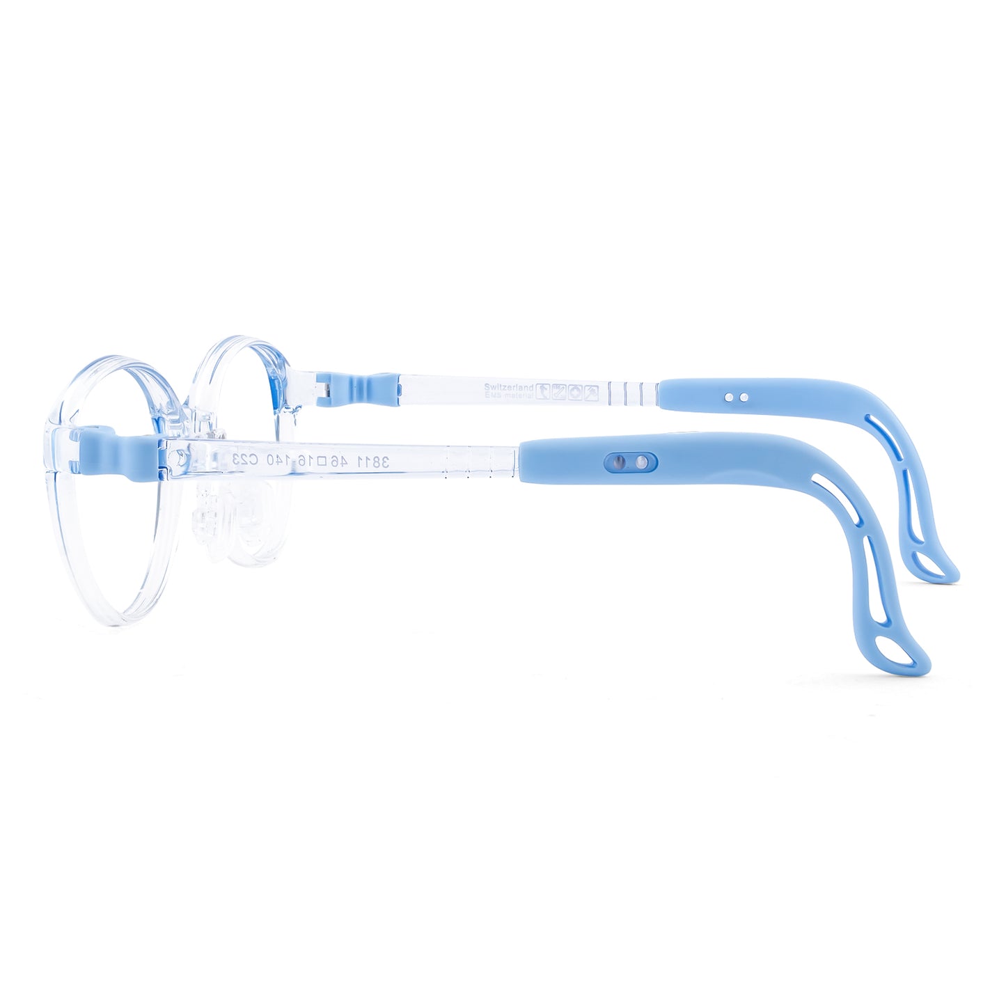 Teddy clear blue kids glasses side view