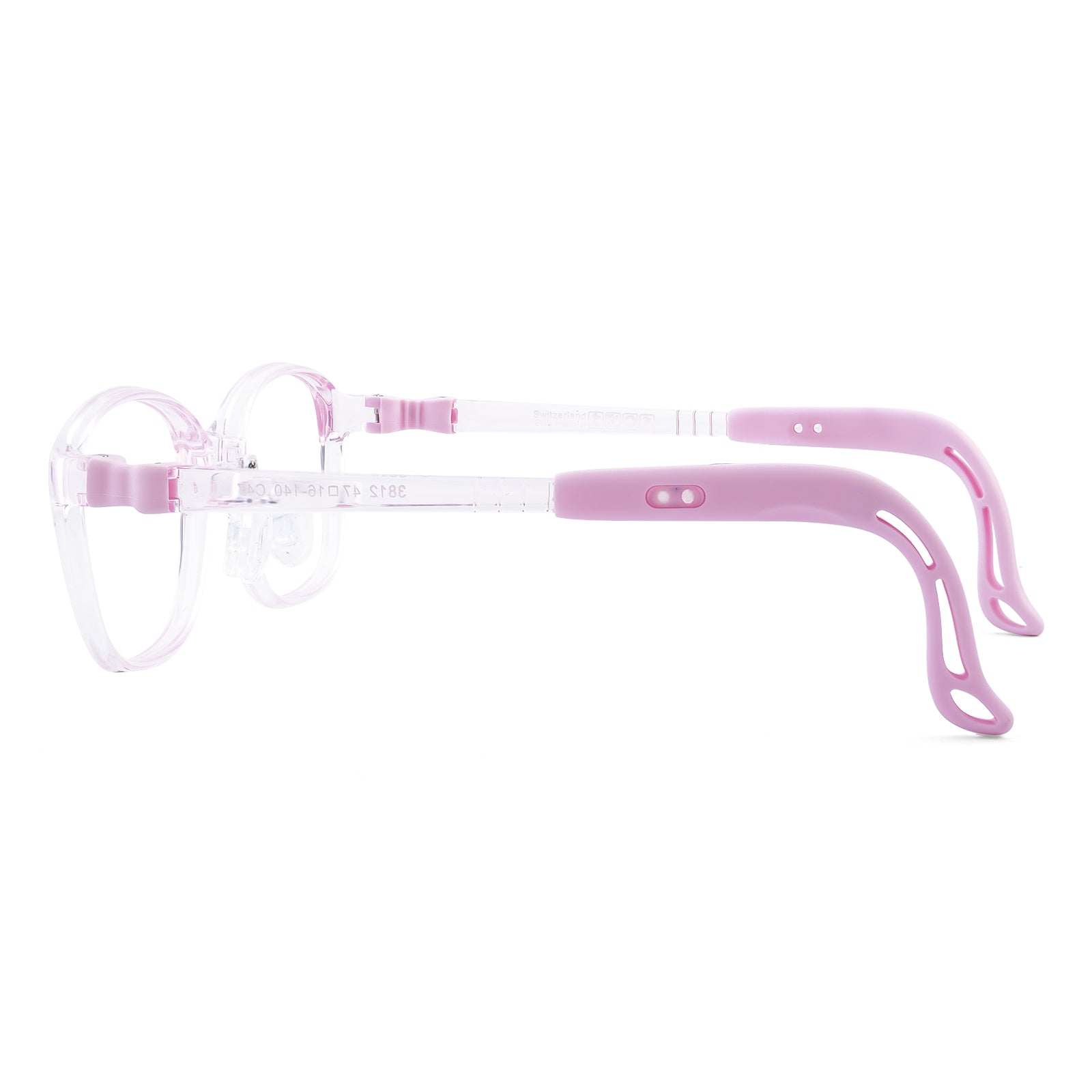 Lulu clear pink kids glasses side view