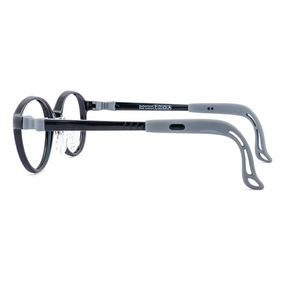 color:Black-Gray | Teddy black gray kids glasses side view