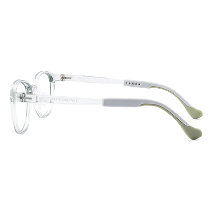 color:Clear-Green | Theo clear green kids glasses side view