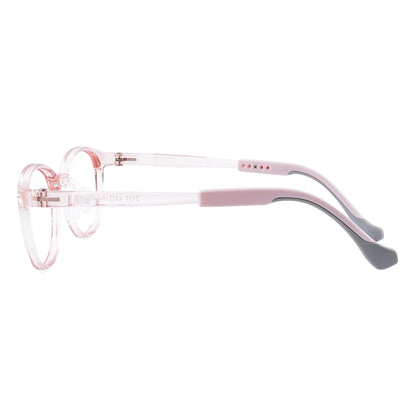 color:Pink | Theo pink kids glasses side view